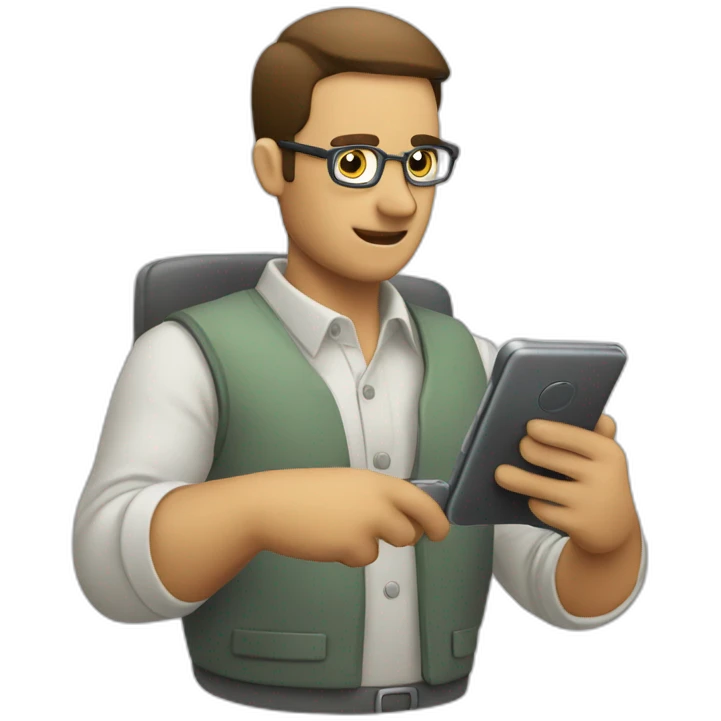 Hombre trabajando celular emoji