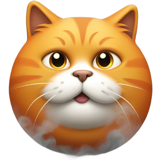 Orange fat cat with heavy smoke around him  emoji