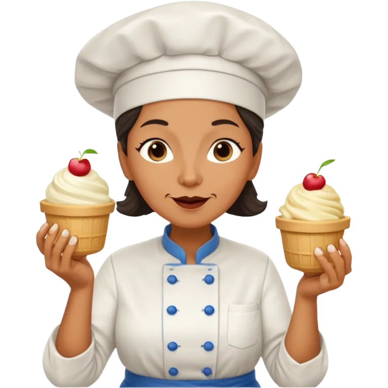 Old femaleChef trying multiple scoops of gelato emoji