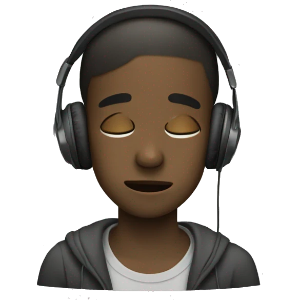 boy crying with headphones on emoji