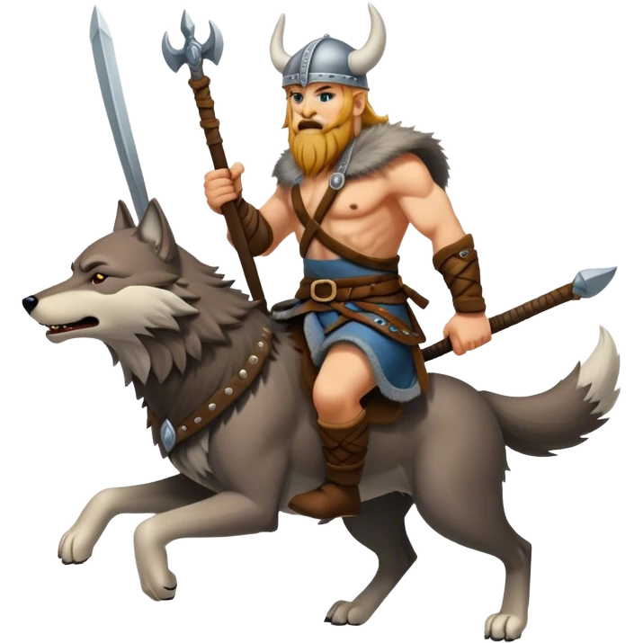 Viking Warrior Riding A Wolf  emoji