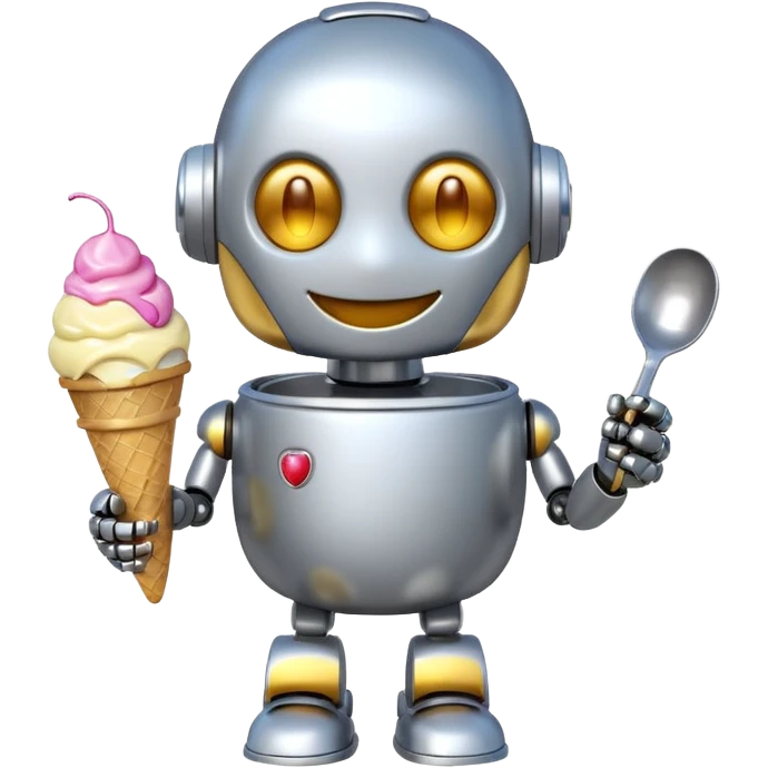 The cute robot is holding dessert in its hands, 3d emoji emoji
