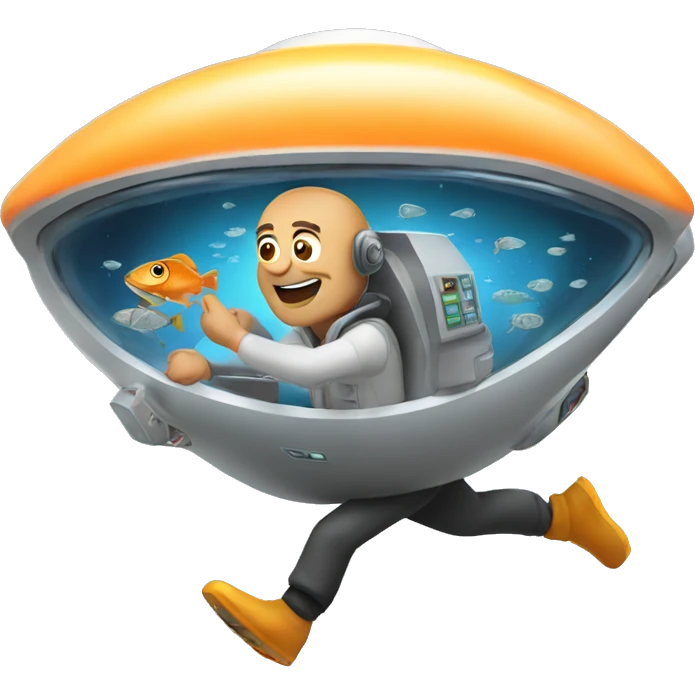 Man running on fish in a spaceship emoji