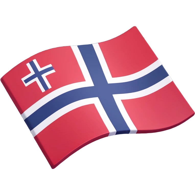 Norwegian flag of Norway 3D icon style, with subtle drop shadow, modern and dimensional, no text emoji