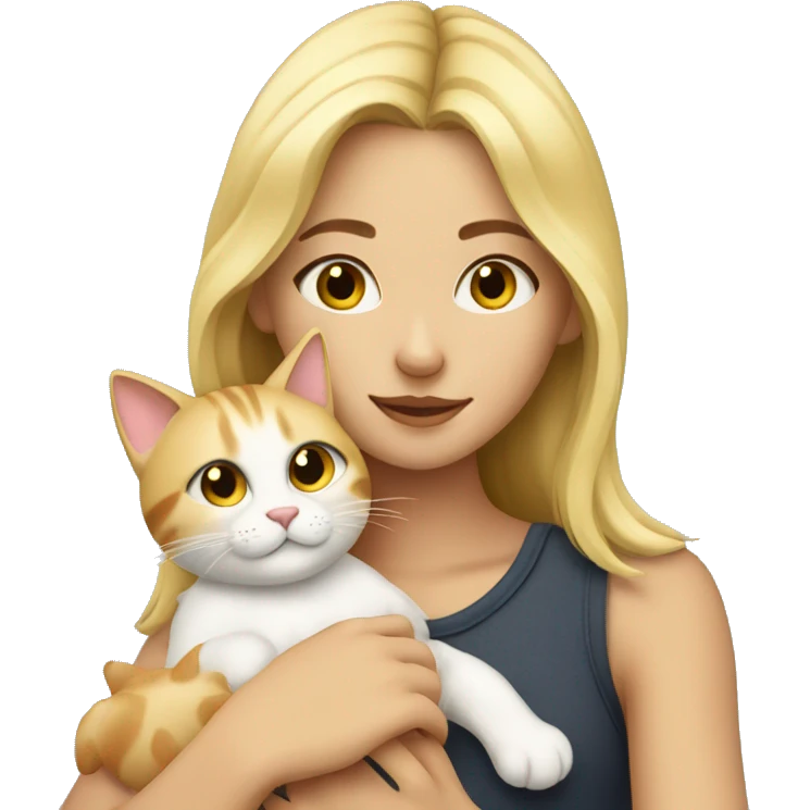 Blonde girl cuddling a cat emoji