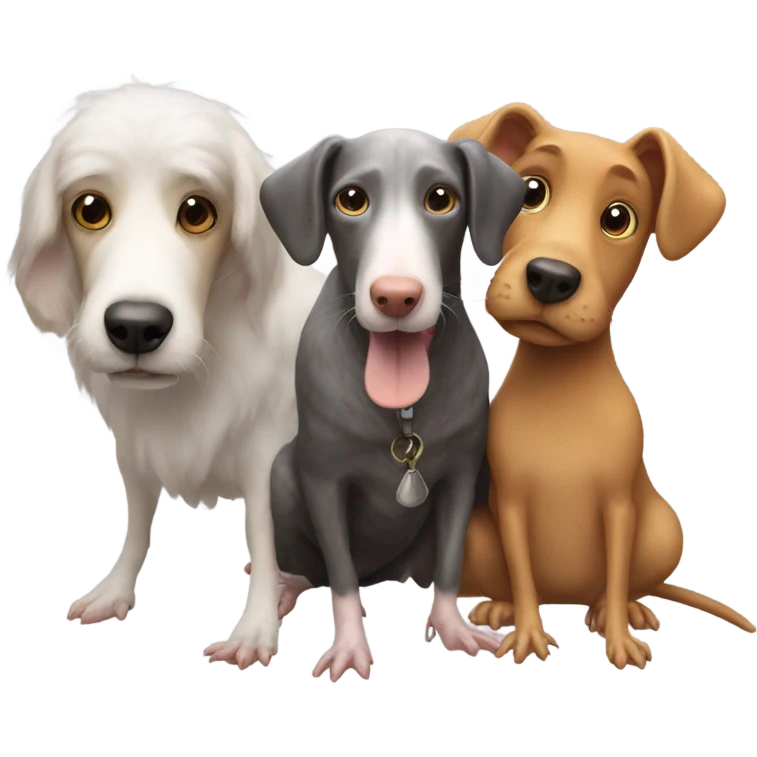 Group of three friends, one rat, dog and a hen emoji