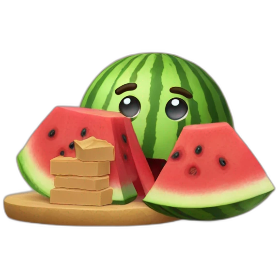 watermelon eating peanut butter emoji