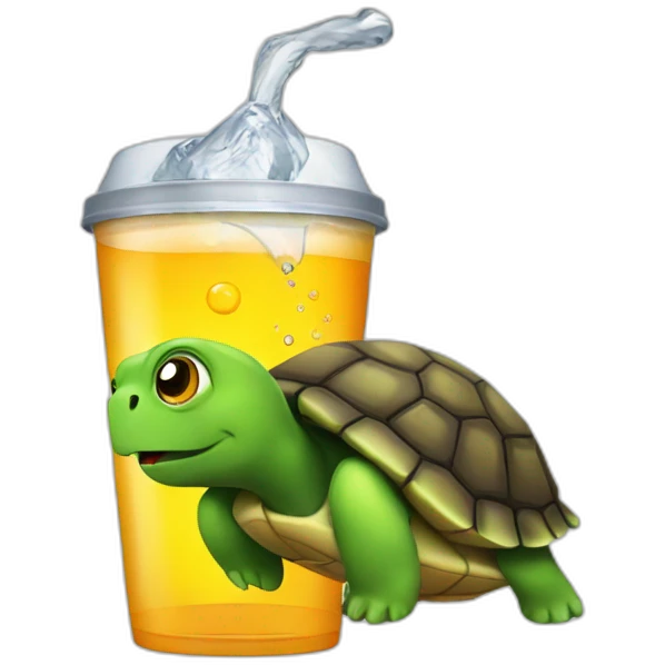 turtle drinking a energy drink emoji