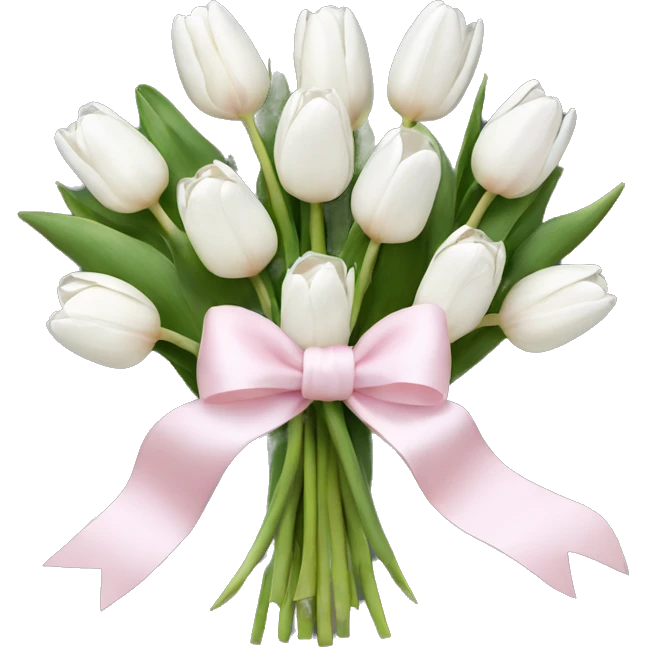White tulips bouquet with light pink bow  emoji