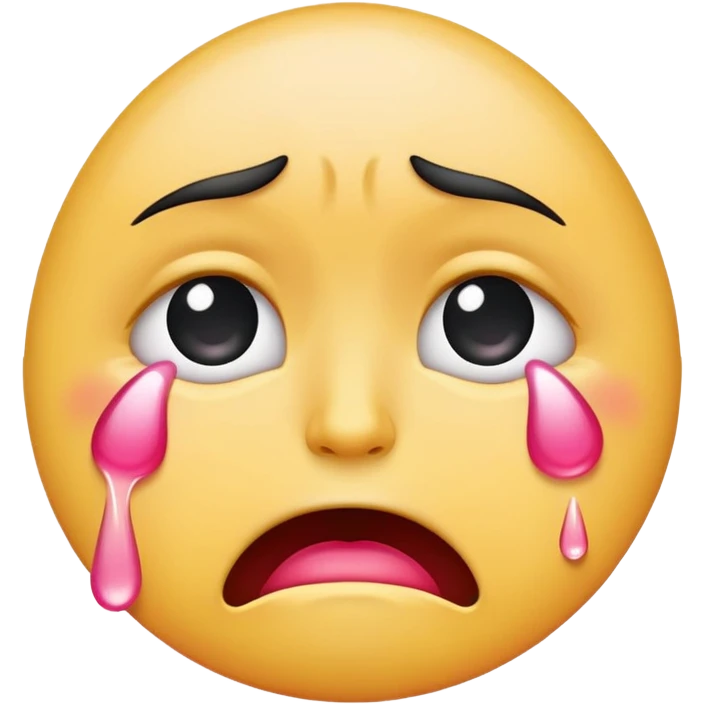 Traditional Crying Emoji But With Pink Tears Instead Of Blue emoji