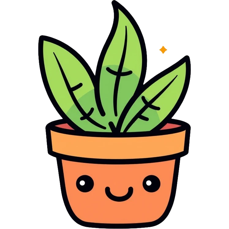 cute smiling plant in pot, logo design, simple and minimal emoji