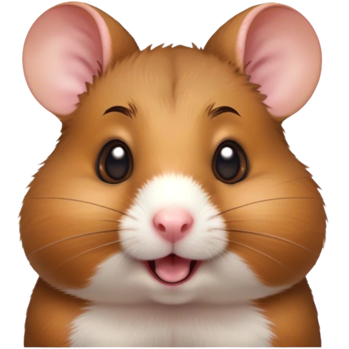 Cinematic Comical Brown Hamster Portrait Emoji, Head tilted dramatically with an exaggeratedly amused expression, featuring a striking rich brown fur with a playful shine, wide, expressive dark eyes filled with humorous disbelief, Simplified yet hilariously expressive features, highly detailed, glowing with a slightly sassy glow, high shine, dramatic yet playful, stylized with an air of cheeky mischief, bright and endearing, soft glowing outline, capturing the essence of a spirited and over-the-top hamster, so meme-worthy it feels like it could side-eye its way into internet fame instantly! emoji