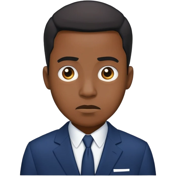 Black man confused in a navy blue suit  emoji