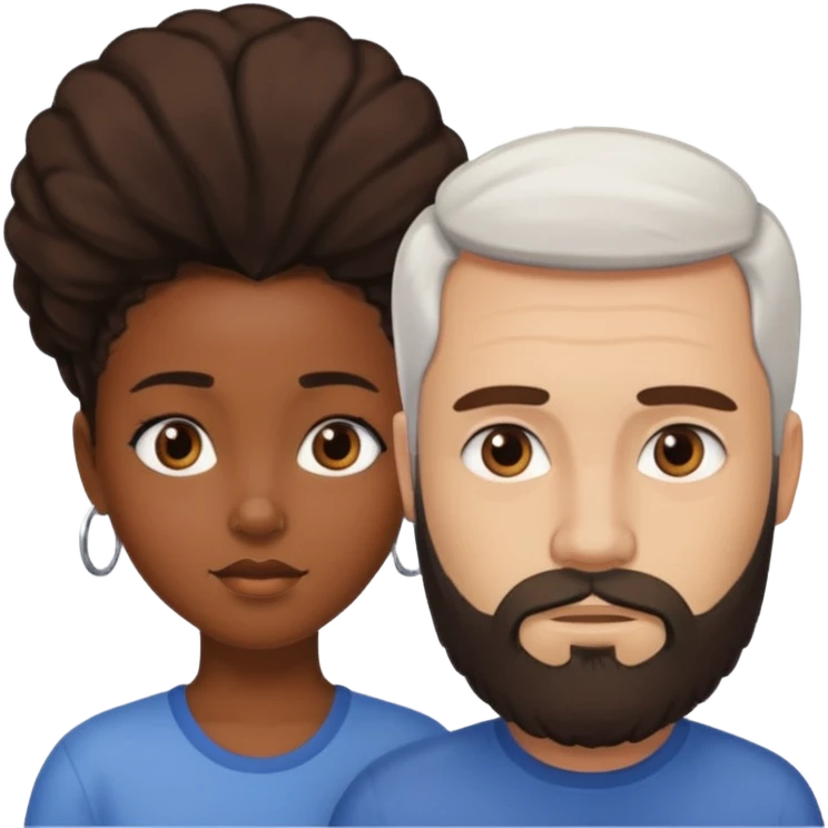 Black girl with bearded white man emoji