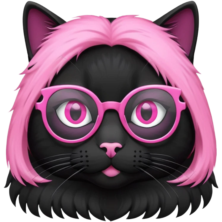Black cat in pink glasses emoji
