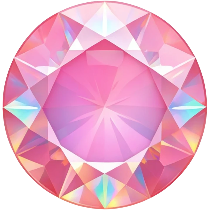 round cut pink opal with precise gemstone facets and holographic color play and fire emoji