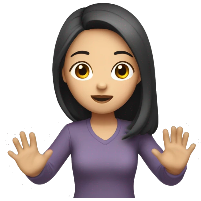 asian girl with her hands up emoji