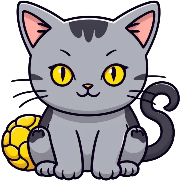 A black cat holding a brain emoji