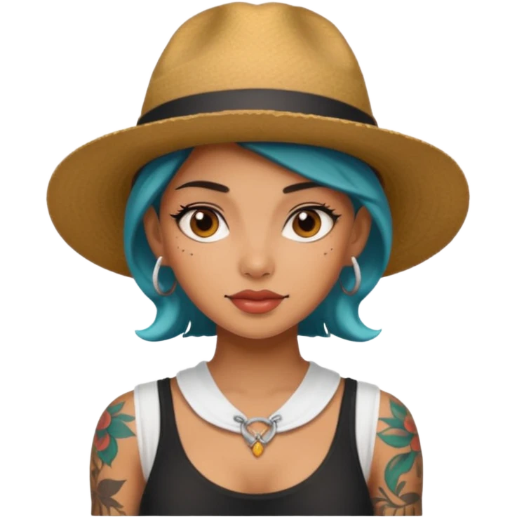 tattooed girl with a hat emoji