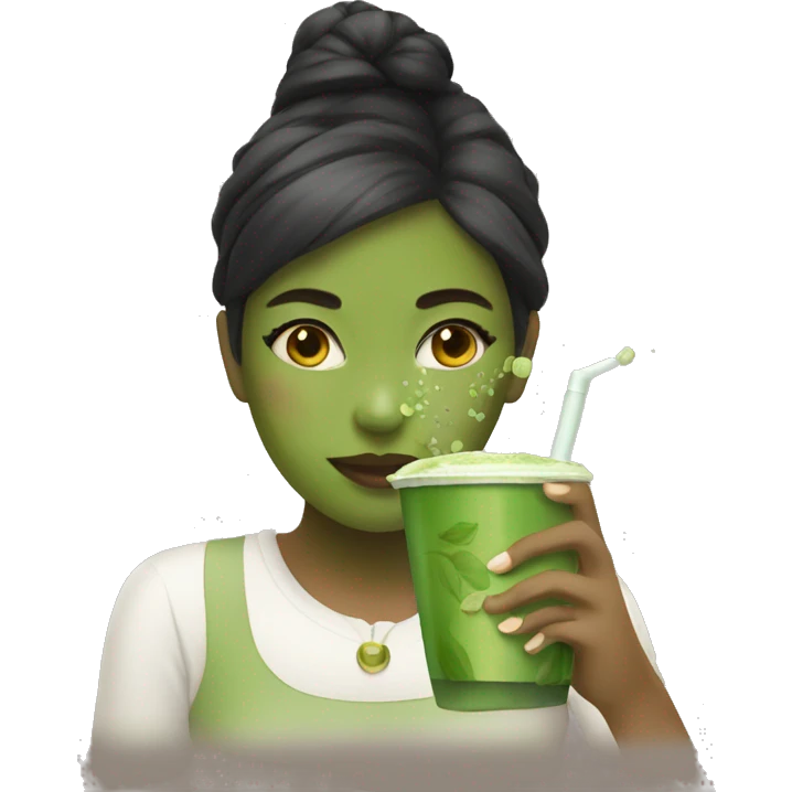 Girl drinking Matcha emoji