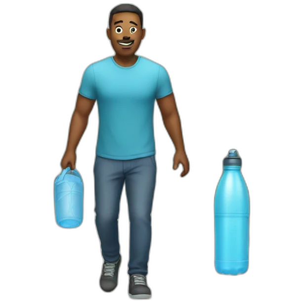 walking with massive water bottle emoji