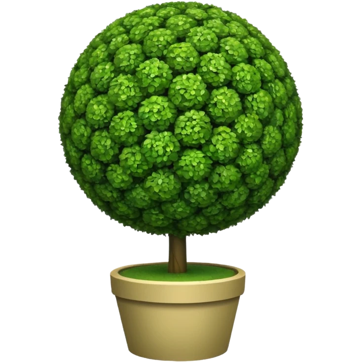 ball shaped topiary tree emoji, round green bush on trunk, spherical garden tree, emoji style, white background emoji