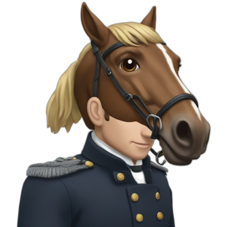 Macron qui chevauche un cheval emoji