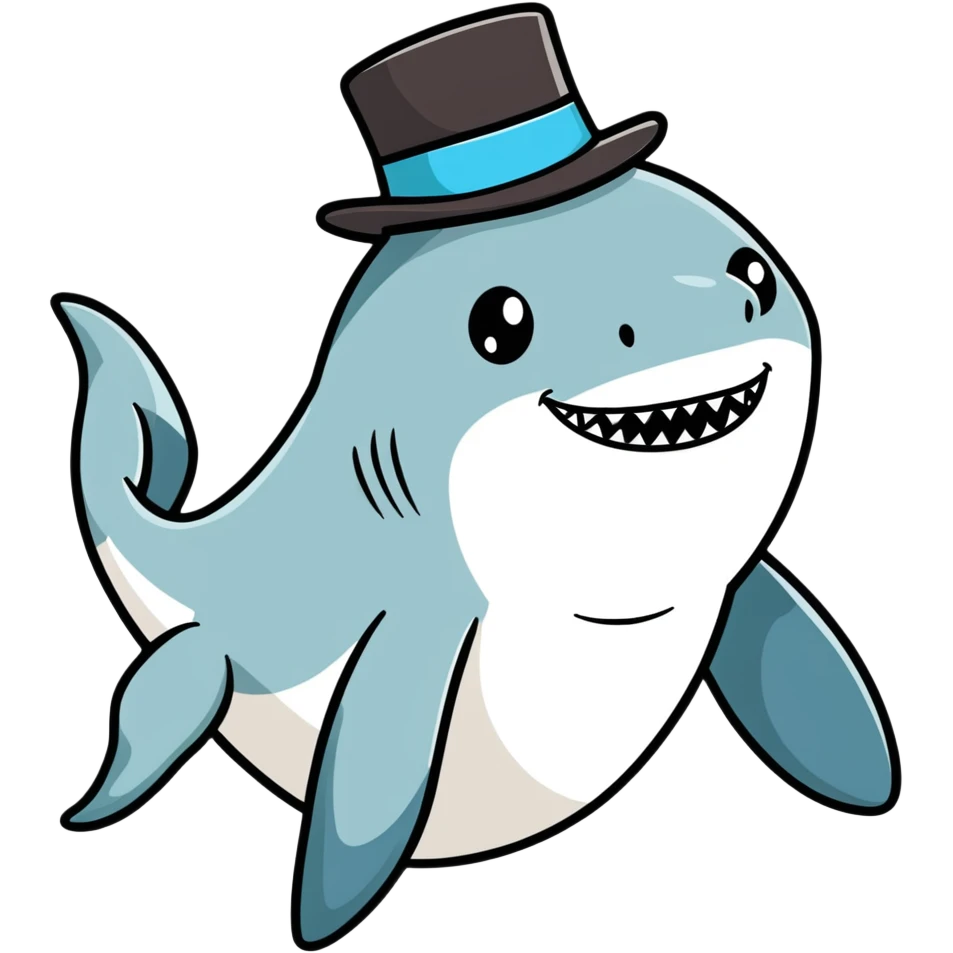Shark with a top hat emoji