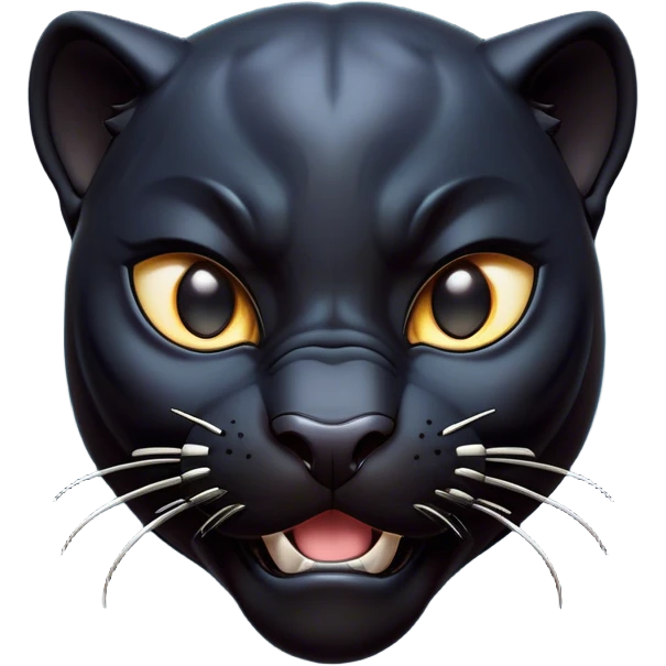 Cinematic Comical black Panther Portrait Emoji, Head tilted dramatically with an exaggeratedly shocked expression, featuring a sleek, muscular body with wide, comically expressive eyes full of humorous disbelief, Simplified yet hilariously expressive features, highly detailed, glowing with a slightly sassy dark glow, high shine, dramatic yet playful, stylized with an air of quirky feline attitude, soft glowing outline, capturing the essence of a meme-worthy black Panther that looks ready to side-eye its way into viral fame! emoji