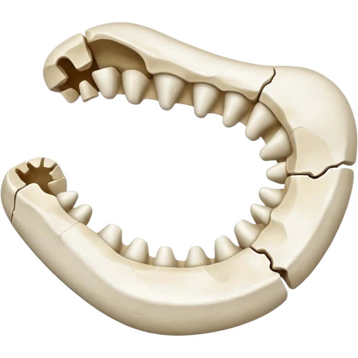 Detached jawbone lying cracked on the ground. emoji