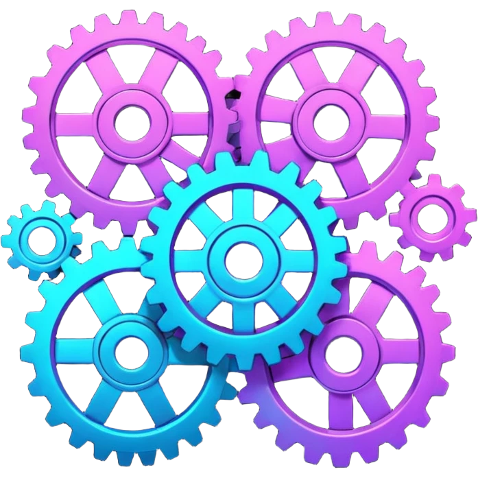 Neon gears grinding emoji