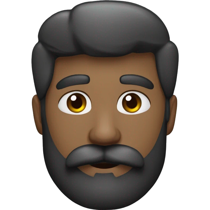 Rapaz negro de barba e bigode com sobrancelha de circunflexo emoji