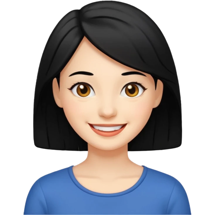 a happy woman with black hair emoji