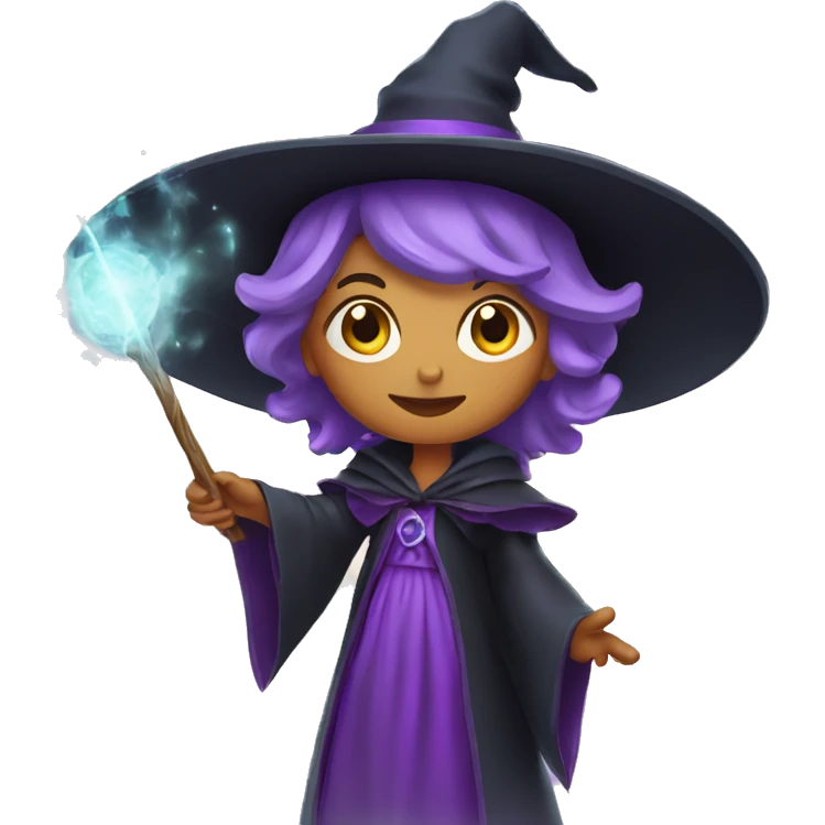 witch casting spell with a Magic wand emoji