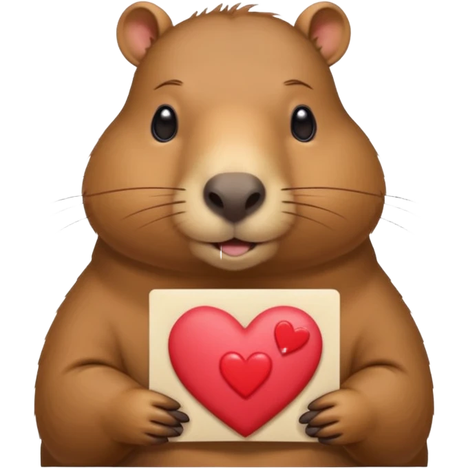 Un capybara kawail avec des coeur avec des lettre <<A>> dedans  emoji