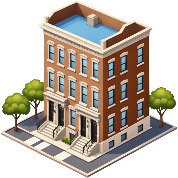 NYC brownstone townhouse, isolated exterior isometric  emoji