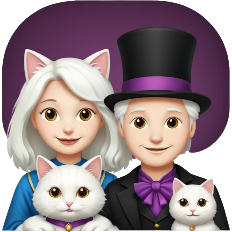 magician couple and their pet cat emoji