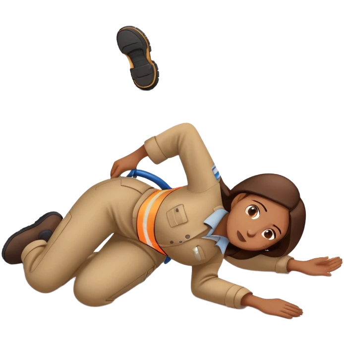 female labour worker fainted on the floor emoji