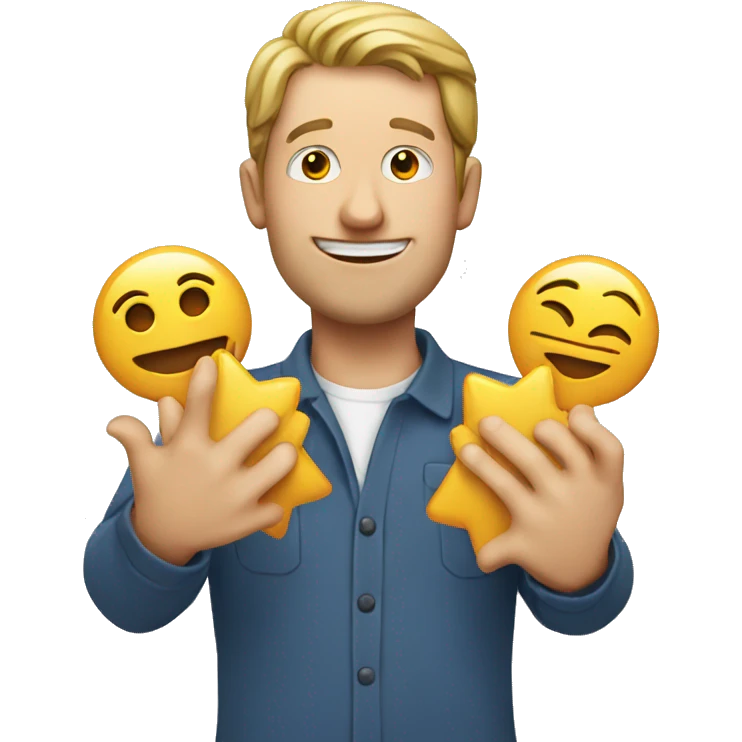 White man holding emoji with hamds emoji