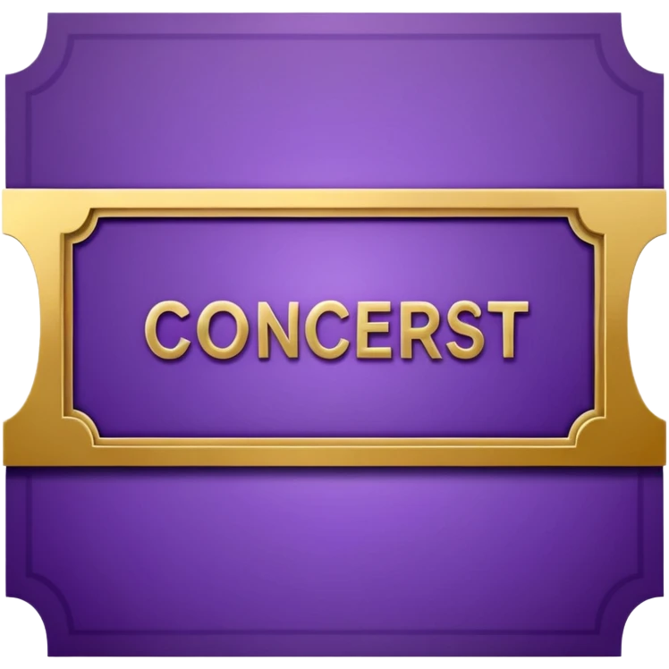 Purple beautiful Concert ticket with the word "CONCERT" inside emoji