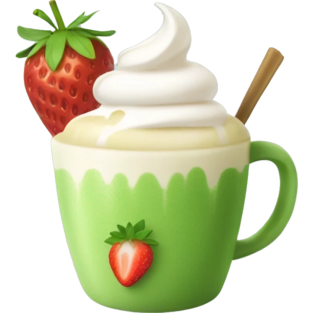 Matcha latte with strawberry emoji