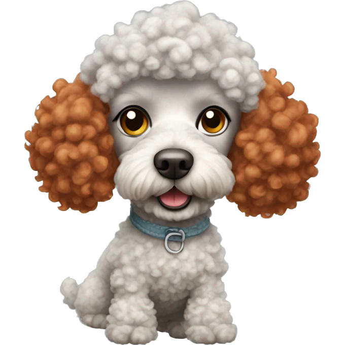 poodle dog with curly red hair dressed in cloudy-like clothes emoji