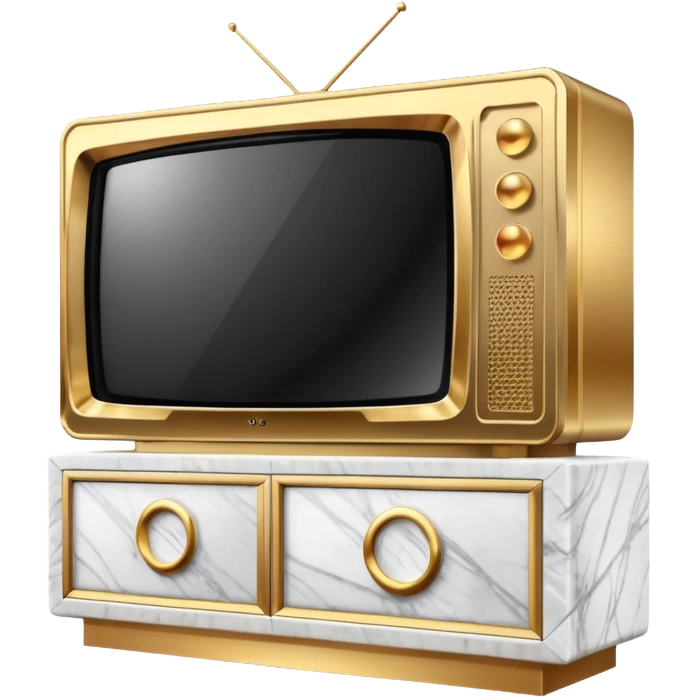 modern tv with news channel on it standing on a super luxurious marble cupboard emoji