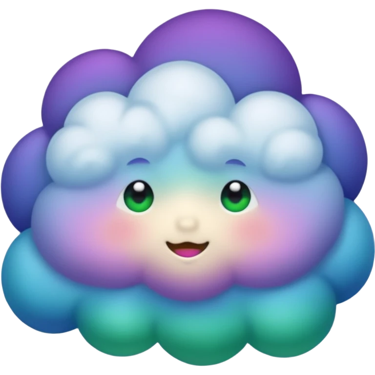 purple and green and blue gradient fluffy cloud emoji