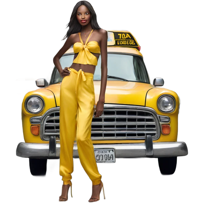 Photo of Victoria secret model posing by a taxi  emoji