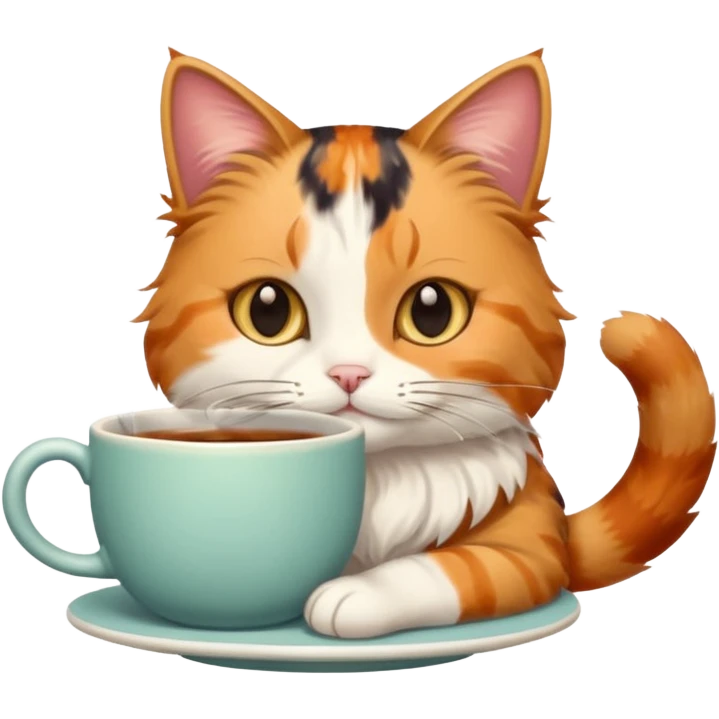 Çay içen kedi emoji