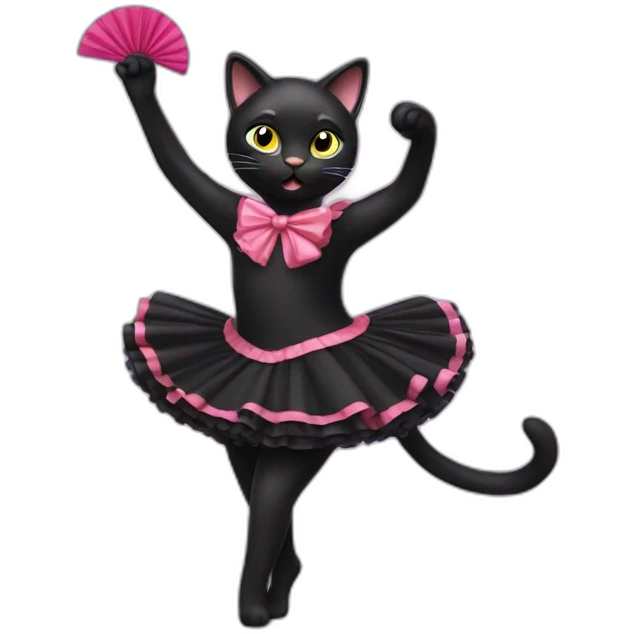 Black cat dancing cancan emoji