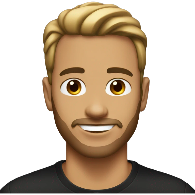 A man with gold earring , brown hairs, short beard, mid tan skin, with black tee shirt and pearl necklace  emoji
