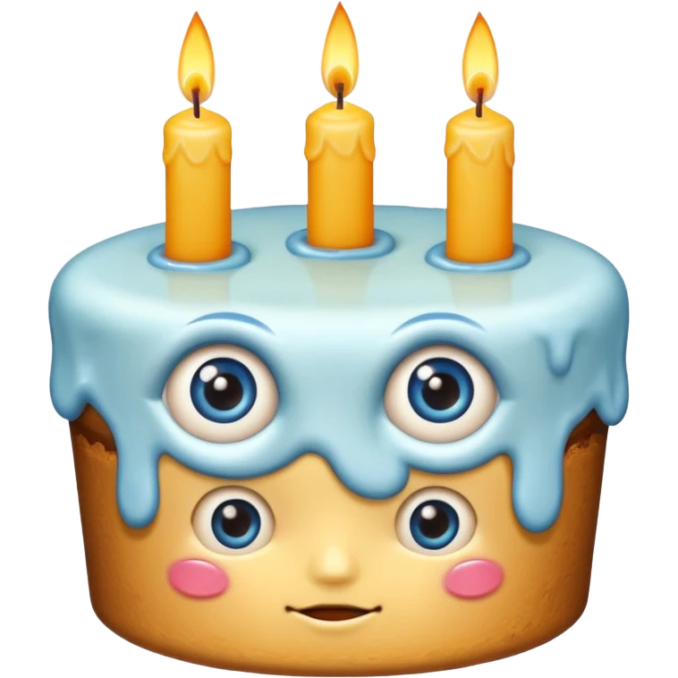 cake with eyes and candles looking normal emoji