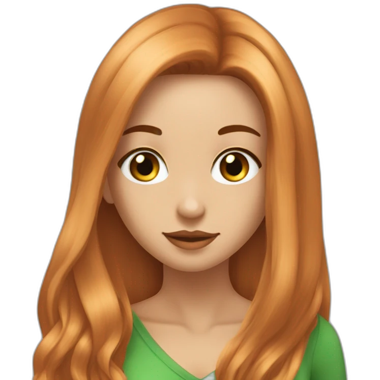 Femme cheveux long lisse roux 😍yeux verts mignonne 😍 emoji